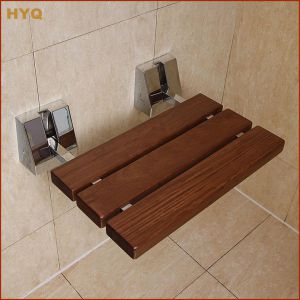 Le Mei Shi D-Shape Teak Material Bathroom Shower Seat Wood Stool for Changing Shoes High Quality Wal